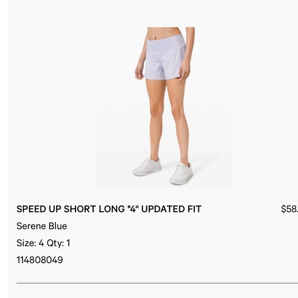 lululemon athletica Pants - Speed Up Short Long Update Fit 4” Serene Blue
